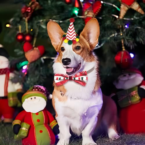 Weihnachten Hund Haustier Kostüm Set,Haustier Weihnachtskostüm,Veinstellbar Santa Hut Speichel Handtücher,Weihnachten Outfit für Weihnachten Welpen Kätzchen Outfit Kleidung Party Zubehör (Weiß) von FILOEEX