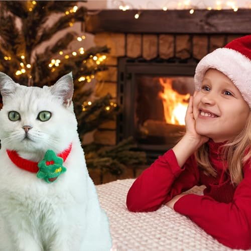 Weihnachten Hundehalsband,Veinstellbar Hunde Katze Halsbänder,Christbaumschmuck Kragen,Weihnachten Haustier Schal,Mini Strickschal für kleine bis mittelgroße Haustiere von FILOEEX