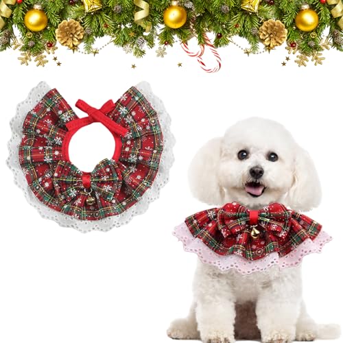 Weihnachtsschal für Haustiere,Katzenhalsband mit Niedlicher,Verstellbare Lätzchen Kätzchen,Katzenhalsbänder,Christmas bib für Katzen,Kätzchen,Welpen,kleine und mittelgroße Hunde von FILOEEX