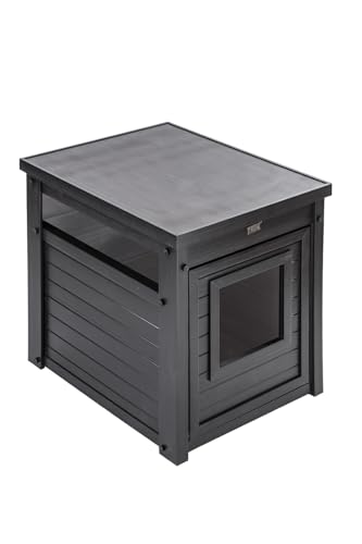 Borneo Katzentoilette mit Abdeckung – Hergestellt aus ECOFLEX – Integriert die Katzentoilette in die Dekoration Ihres Hauses, 58 x 44,6 x 70,2 cm, 4 Farben (schwarz) von FINCA CASAREJO