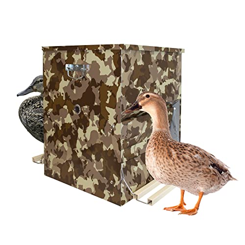 Futterautomat für Hühner und anderes Geflügel - Futterautomat gegen Nagetiere und Vögel - Hohe Kapazität (50 kg) - 1 Pedal auf jeder Seite - Camouflage-Farbe von FINCA CASAREJO