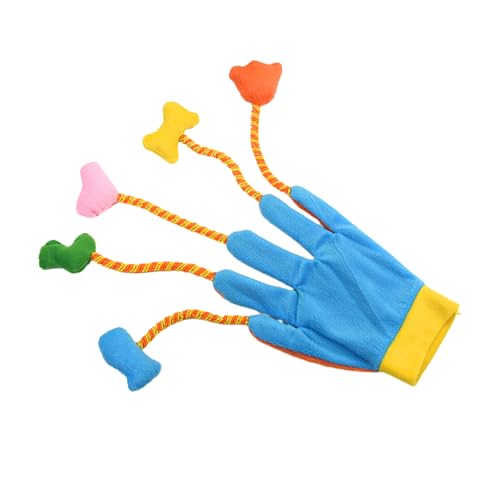 FINLALO Kätzchen-Handschuhe, Plüschtiere, Katzenspielzeug, Teaser-Handschuhe, 5-Finger-Katzen-Teaser-Spielzeug mit Glocken, neckende Katzen-magische Handschuhe, Katzenspielspielzeug für Indoor-Katzen, von FINLALO