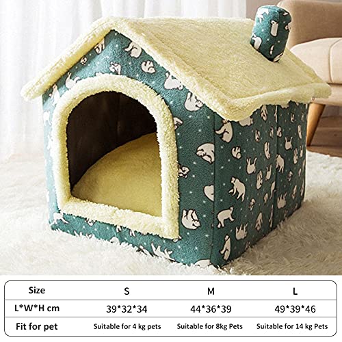 Hundekäfig große Hundehaus Kennel weiche Haustier Bett Zelt Indoor eingeschlossener Warmer Plüsch schlafender Nestkorb mit abnehmbarem Kissen Travel Hundezubehör Hundekäfig für zuhause (Color : Groen von FIONEL