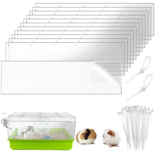 FIONUPI 12 Stück 35,6 x 11,4 cm Haustierkäfig-Randeinlage PVC transparent Urinschutz Seitenverkleidung Käfigzubehör für Kaninchen, Frettchen, Hamster, Ratten, Tiere, Nation von FIONUPI