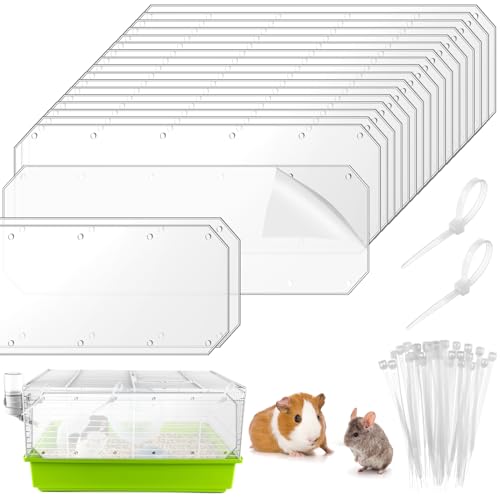 FIONUPI Haustierkäfigeinlage mit Bändern, Kunststoff, 35,6 x 11,4 cm, Seitenfutter, transparent, für Meerschweinchen, Kaninchen, Frettchen, Hamster, Ratten, Tiere und Kleintiere, 18 Stück von FIONUPI