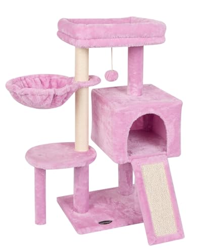 FISH&NAP US09P Rosa Niedlicher Kratzbaum für Innenbereich Katzenturm Katzenhaus Sisal Kratzbäume Katzenturm Katzenhaus Sisal Kratzbäume mit Sprungplattform Katzenmöbel Aktivitätszentrum Spielhaus Rosa von FISH&NAP