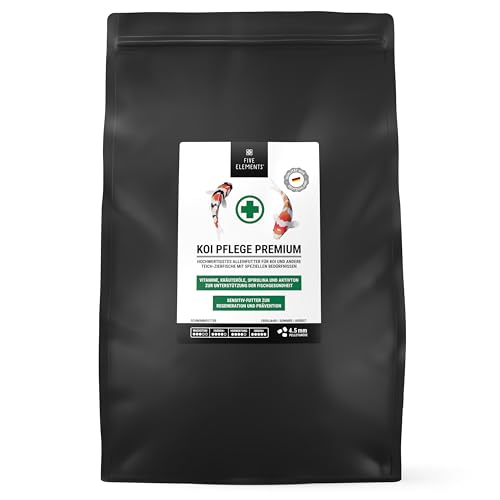 FIVE ELEMENTS® Koi Pflege Premium | 6 kg 4,5 mm | Herbst & Winter | Protein-reduziertes Sensitiv-Futter | Gesundheits-Futter | Vitamine, Kräuteröle & Spirulina von FIVE ELEMENTS