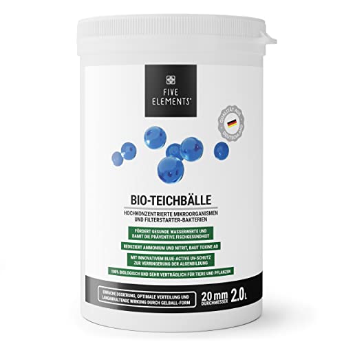 FIVE ELEMENTS® Bio-Teichbälle | Sonnenschutz | Filter-Booster Bakterien | Nitrit-Entferner | Mikroorganismen zur Teich-Reinigung | vorbeugend gegen Algen | 2 L von FIVE ELEMENTS