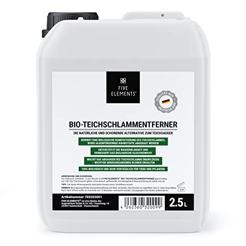 FIVE ELEMENTS Bio-Teichschlammentferner | flüssig 2,5 l | ideale Teichpflege für Herbst | Teichwasser-Klärung | Verbesserung der Wasserqualität von FIVE ELEMENTS