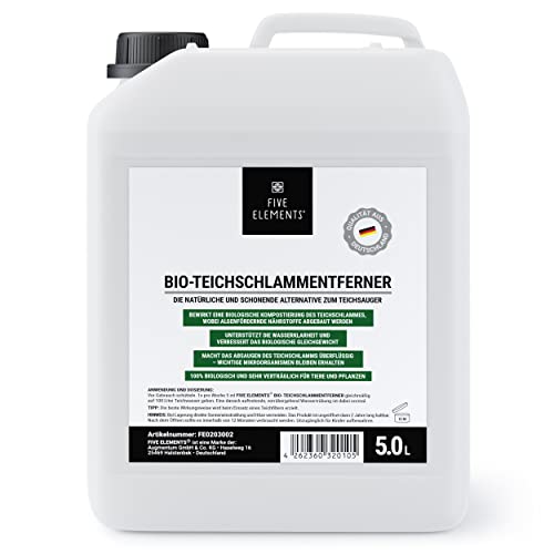 FIVE ELEMENTS Bio-Teichschlammentferner | flüssig 5,0 l | ideale Teichpflege fürs Frühjahr | Teichwasser-Klärung | Verbesserung der Wasserqualität von FIVE ELEMENTS