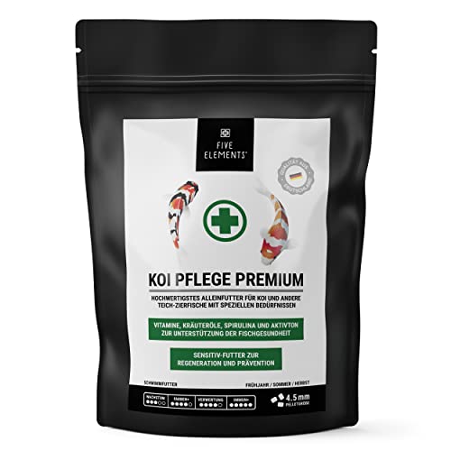 FIVE ELEMENTS® Koi Pflege Premium | 1,4 kg 4,5 mm | Herbst & Winter | Protein-reduziertes Sensitiv-Futter | Gesundheits-Futter | vorbeugend und für geschwächte Koi von FIVE ELEMENTS