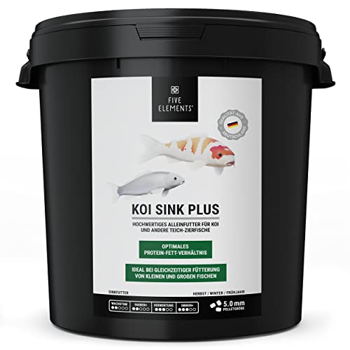 FIVE ELEMENTS® Koi Sink Plus | 9,0 kg | optimal als Herbst-Futter | sinkendes Koi-Futter | wiederverwendbarer Eimer von FIVE ELEMENTS