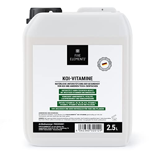 FIVE ELEMENTS Koi-Vitamine | 2,5 l flüssig | wichtige Vitamine und Mineralien | verbessert Abwehrkräfte und Vitalität von Teich-Fischen von FIVE ELEMENTS