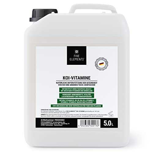 FIVE ELEMENTS Koi-Vitamine | 5,0 l flüssig | wichtige Vitamine und Mineralien | verbessert Abwehrkräfte und Vitalität von Teich-Fischen von FIVE ELEMENTS