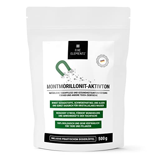 FIVE ELEMENTS Anti- Schwebealgen Aktivton | natürliche Teich-Klärung | Gesundheits-Unterstützung für Koi | pH Stabilisation | Montmorillonit | 0,5 kg von FIVE ELEMENTS