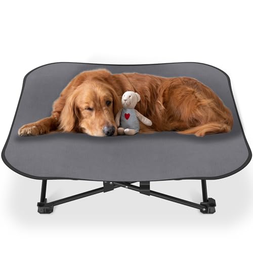 FIVMEN Hundebett Katzenbett 87x87x33 cm Faltbar Erhöhtes Hundeliege Haustierliege Hundecouch aus Atmungsaktivem Polyester Haustierbett für Garten Outdoor Indoor von FIVMEN