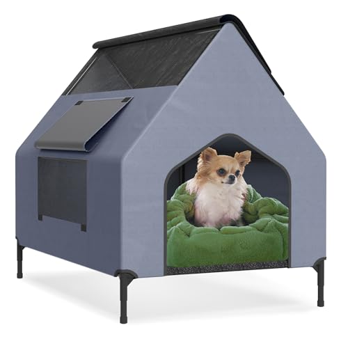 FIVMEN Hundehütte Hundehöhle Hundebett aus Oxford-Material und Atmungsaktives Netzgewebe 2 in 1 Erhöhtes Hundeliege Hundehaus für Hunde&Katzen, 91x65,5x86,5 cm von FIVMEN