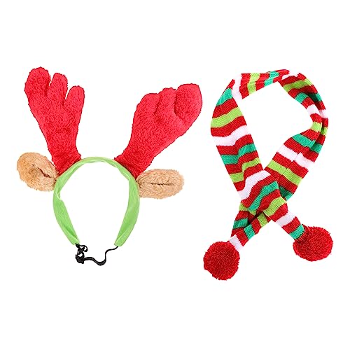 FIXOSHEE 1 Satz Haustier-weihnachtsset Weihnachtselch Kostüm Requisiten Weihnachtshaustierschal Weihnachts-Haustier-Outfit Hundebekleidung Feiertagsgeschenke Für Haustiere Polarfleece von FIXOSHEE