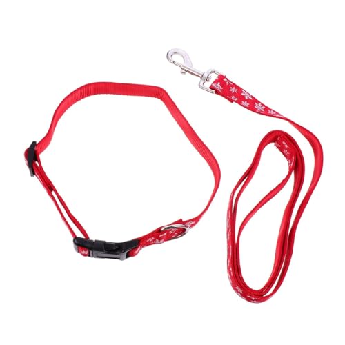 FIXOSHEE 1 Satz Schneeflocke Leine Haustierhalsband mit Seil weihnachtszubehör für Haustiere weihnachtsassesoires Christmas Accessories Hundeleine mit Schlaufe Hundehalsband und Seil rot von FIXOSHEE