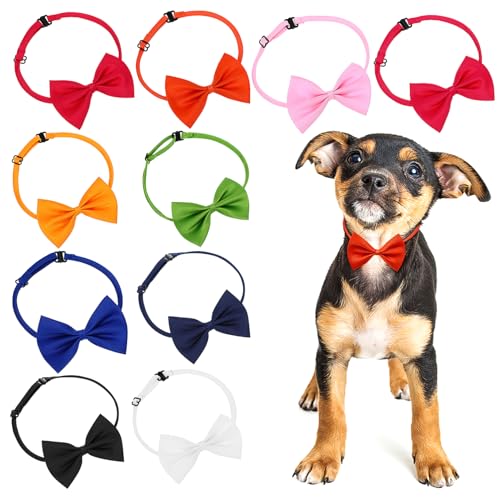 FIXOSHEE 10St Haustier-Schleifenhalsband Hundebekleidung Katzenhalsband Katzenfliege Haustier Schleifen Halsband Verstellbares Haustier Halsband Kätzchen-Fliege Hund verbeugt Sich Stoff von FIXOSHEE