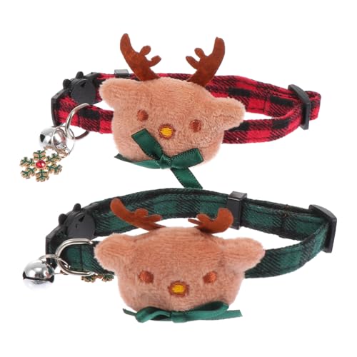 FIXOSHEE 2 STK Halsband weihnachtsmotiv weihnachtsassesoires Weihnachts-Haustier-Fliege Weihnachtskätzchenhalsbänder weihnachtsdeko Halsring für Haustiere Weihnachtshalsbänder für Hunde rot von FIXOSHEE