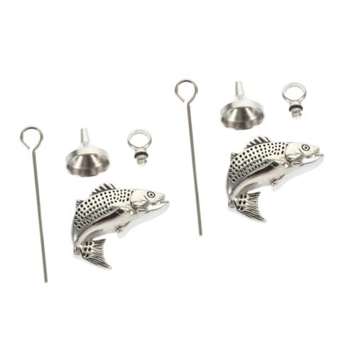 FIXOSHEE 2 Sätze Urne Anhänger dekorative Schlüssel Chokerhalsketten für Frauen kleine Urnen für menschliche Asche Schmuck Urne Fisch Urne Tierurne schöne Urne Rostfreier Stahl Silver von FIXOSHEE