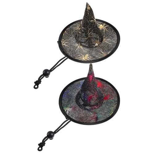 FIXOSHEE 2St Haustier Hut Katze Hexenhut Kostüm Hüte Hexenkostüm für Hunde Haustier-Halloween-Kappen katzenmützen Haustierkopfschmuck Tierkopf-Dekor Halloween-Katzen-Kopfschmuck Vlies von FIXOSHEE