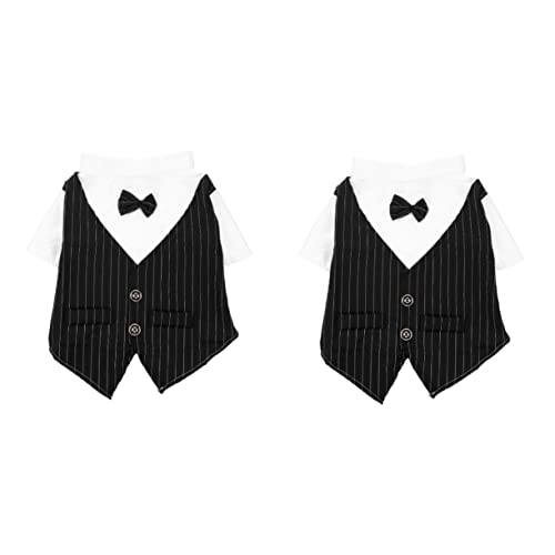 FIXOSHEE 2st Haustieranzug Hunde-Smoking Hochzeit Hund Verkleiden Formelle Haustierfliege Halloween-hundekostüme Hemd Für Welpen Formelles Hemd Der Katze Hemd Für Haustier Black Polyester von FIXOSHEE