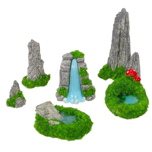 FIXOSHEE 6 Stück Miniatur Steingarten Aquarium Dekoration Winzige Feenfiguren Mini Steingarten Aquarium Landschaftsbau Dekoration Diorama Berg Künstlicher Steingarten Künstlicher von FIXOSHEE