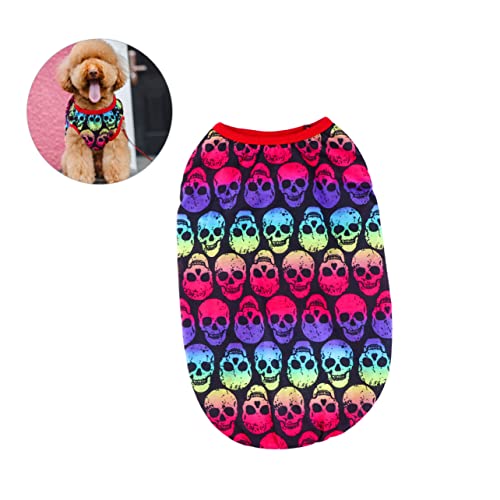 FIXOSHEE Haustier Hund Pullover Haustiere Bunte Kleidung Haustierkleidung für Halloween Hundepullover Hundebekleidung Schädelpullover für Haustierhund Halloween-Haustierpullover Colorful von FIXOSHEE