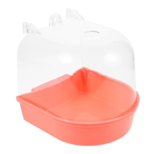 FIXOSHEE Kasten Badebox Badewanne für Papageien Badewanne für Wellensittiche Vogeltränkeschale Kanarienvogel Babybadewanne Spielzeug Vogel Badewanne Papageienzubehör Plastik Orange von FIXOSHEE