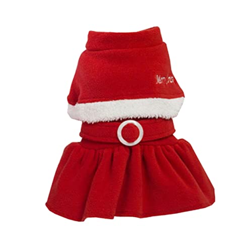 FIXOSHEE Weihnachtskleid Hunderock Aus Polarfleece Weihnachtskatzenkostüm Fleece-haustiertuch Urlaubsoutfit Für Katzen Hunderock Weihnachten Halloween-hundekostüm Weihnachtshunderock Rot von FIXOSHEE