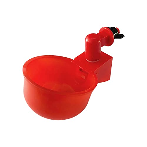 FIYSON Automatische Geflügel Waterer Chicken Drinker Cups Water Drinking Dispenser Cups Schüsseln GeflüGel-Trinkwerkzeug, Rote Kunststoff-TräNkeschale für VöGel,GeflüGel,Tauben,HüHner,Enten (1 Stück) von FIYSON