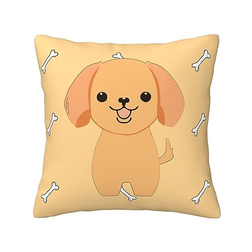 Quadratischer Kissenbezug mit Cartoon-Welpen-Motiv, universell für alle Jahreszeiten, geeignet für Sofa, Schlafzimmer, Wohnzimmer, Dekoration, 40,6 x 40,6 cm von FInpan