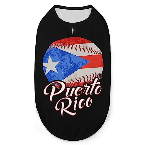 Baseball Puerto Rican Pride Hundehemd Sommer Haustier T-Shirt Weiches ärmelloses Tank Top Haustierkleidung formelle Welpen und Katzen XX-Large von FJQWKLF