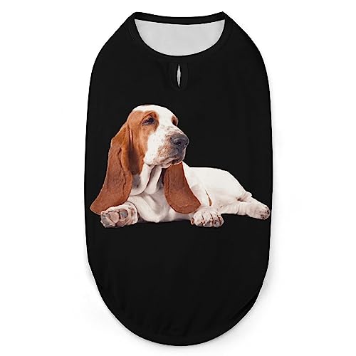 Basset Hound Hunde-Hundehemd, Sommer-Haustier-T-Shirt, weiches ärmelloses Tanktop, Haustierkleidung, formelle Kleidung für alle Welpen und Katzen, XX-Large von FJQWKLF