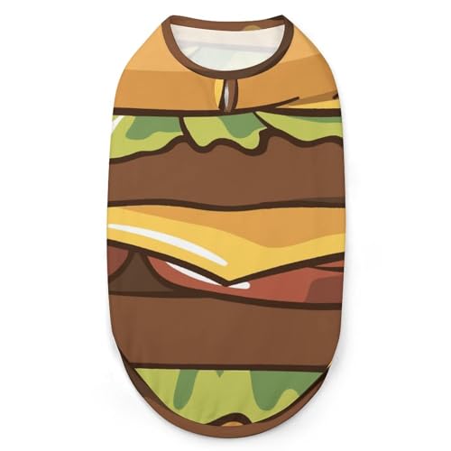 Bettbezug mit Hamburger-Motiv, 3D-Bedruckte Hundekleidung, stilvolle ärmellose Hundehemden, Weste, atmungsaktives Tanktop für Haustiere, T-Shirt, Sweatshirt, XX-Large von FJQWKLF