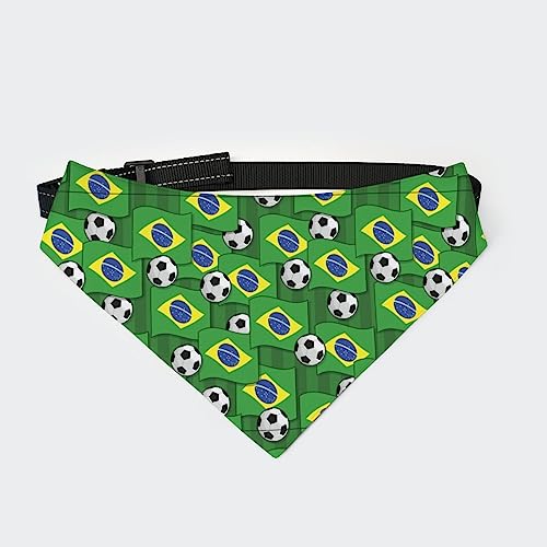 Brasilien-Flagge, Fußball-Muster, Hundehalstuch, Halsband, Dreieckstuch, Katzenhalstuch mit Verstellbarer Schnalle von FJQWKLF