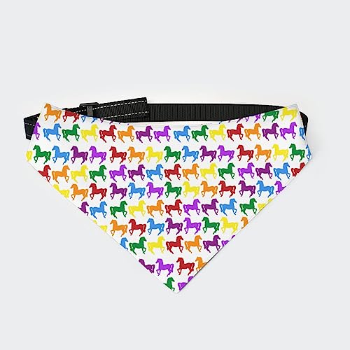 Buntes Regenbogen-Reitpferd-Hundehalstuch, Halsband, Dreieckstuch, Katzenhalstuch mit Verstellbarer Schnalle von FJQWKLF