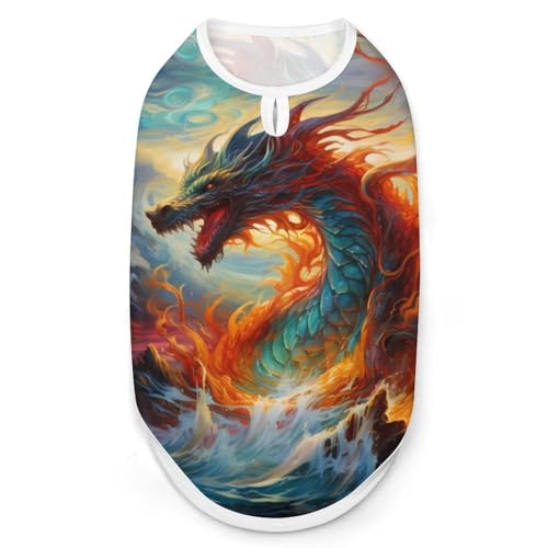 China Dragon Hundehemd, Sommer-T-Shirt für Haustiere, weiches, ärmelloses Tanktop, Haustierkleidung, formelle Kleidung für Welpen und Katzen, Größe S von FJQWKLF