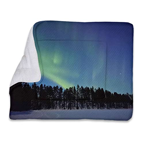 FJQWKLF Mehrfarbige Haustierbettmatte mit Sternen und Aurora Borealis im Himmel Oben für Welpen, Hunde, Katzen, Sofakissen, Heimteppich, hält warm, Schlafbezug, Fantasie von FJQWKLF