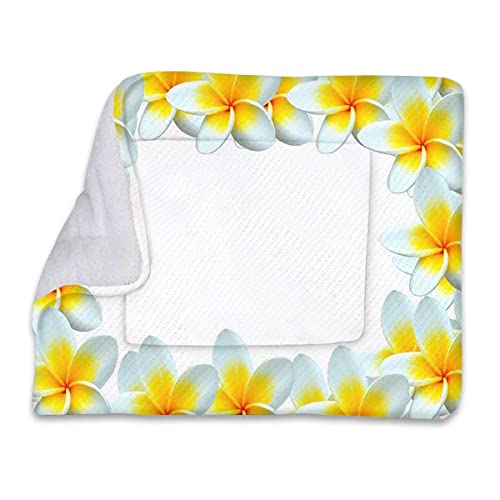 FJQWKLF Weiß Gelbe Haustiere Katzenbett Haustierdecke Thermal Hawaiian Frangipani Blüten Exotisch für Haustierbetten Haustierdecken und Zwinger Blumenmuster von FJQWKLF