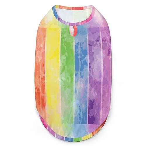 Falling Rainbow Hundehemd, Sommer-T-Shirt für Haustiere, weiches, ärmelloses Tanktop, Haustierkleidung, formelle Kleidung für alle Welpen und Katzen, XX-Large von FJQWKLF