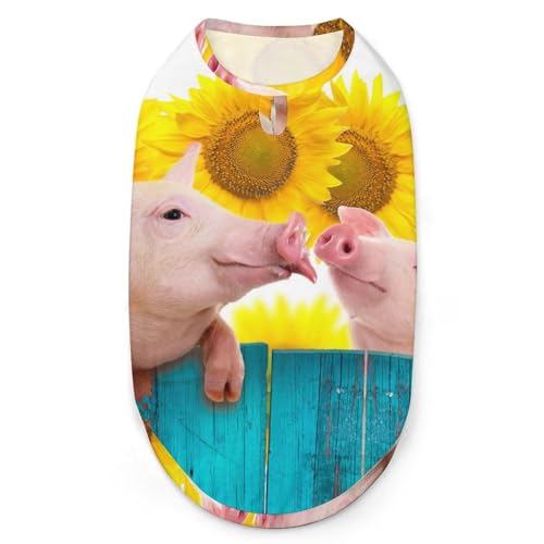 Funnyunflowers Pigs 3D-Bedruckte Hundekleidung, stylische ärmellose Hundehemden, Weste, atmungsaktives Haustier-Tanktop, T-Shirt, Sweatshirt, Größe M von FJQWKLF