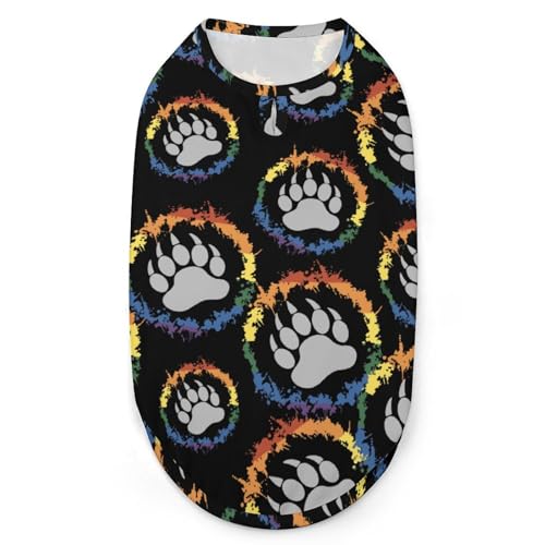 Hundekleidung mit 3D-Aufdruck „Bärentatze mit schwulem Motiv, stylische ärmellose Hundehemden, Weste, atmungsaktives Tanktop für Haustiere, T-Shirt, Sweatshirt, Größe L von FJQWKLF