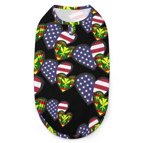 Ineinandergreifende Herzen USA Tribal Kanakaaoli Flagge 3D-gedruckte Hundekleidung stilvolle ärmellose Hundehemden Weste atmungsaktives Haustier-Tanktop T-Shirt Sweatshirt Größe L von FJQWKLF