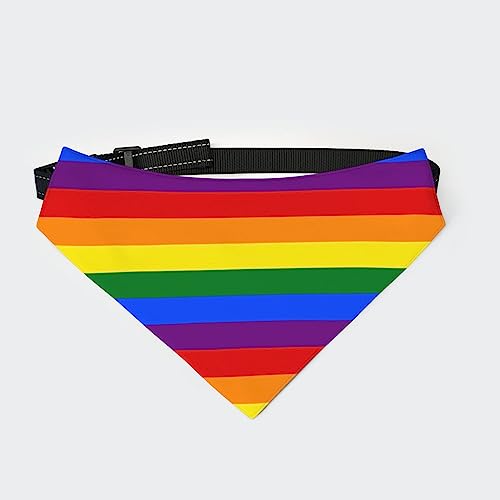 LGBT-Flagge, gestreift, Hunde-Bandana-Halsband, Haustier-Dreieckstuch, Katzen-Halstuch mit Verstellbarer Schnalle von FJQWKLF