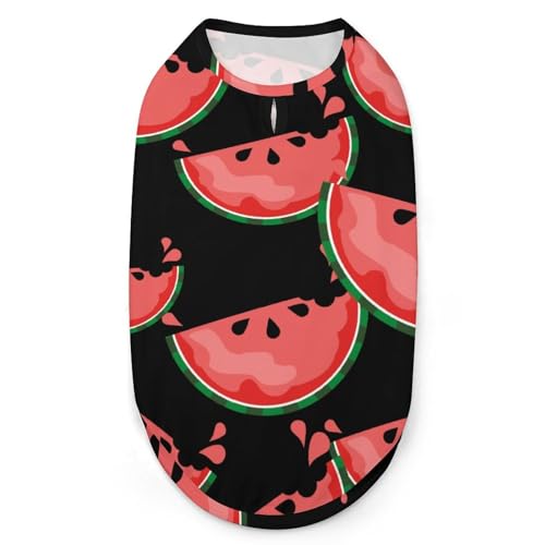 Lustige Hundekleidung mit rotem Wassermelonen-3D-Aufdruck, stilvolle ärmellose Hundehemden, Weste, atmungsaktives Haustier-Tanktop, T-Shirt, Sweatshirt, XX-Large von FJQWKLF