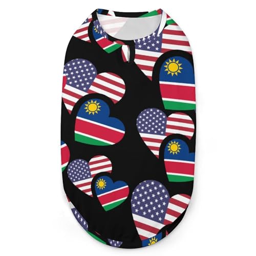 Namibia US-Flagge 3D-Bedruckte Hundekleidung, stylische ärmellose Hundehemden, Weste, atmungsaktives Tanktop für Haustiere, T-Shirt, Sweatshirt, XX-Large von FJQWKLF