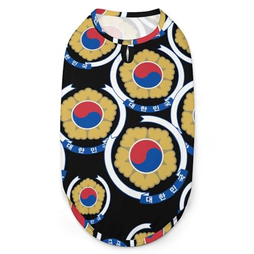 Nationales Emblem von Südkorea, 3D-Bedruckte Hundekleidung, stilvolle, ärmellose Hundehemden, Weste, atmungsaktives Tanktop für Haustiere, T-Shirt, Sweatshirt, Größe L von FJQWKLF